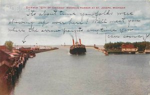 MI, Saint Joseph, Michigan, Harbor, Steamer City of Chicago, Burkhard Bros. 24