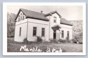 J95/ Manila Utah RPPC Postcard c1950 Daggett County Court House? 73