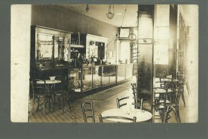 RPPC c1910 INTERIOR SODA FOUNTAIN Cigar Lighter Fan ICE CREAM PARLOR Chairs