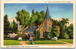 VINTAGE POSTCARD LITTLE CHURCH OF THE FLOWERS AT FOREST LAWN GLENDALE CALIFORNIA