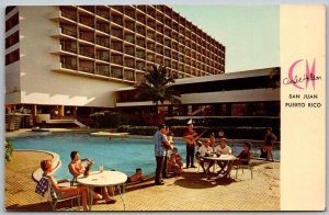 San Juan Puerto Rico 1960s Postcard Caribe Hilton Hotel Swimming Pool