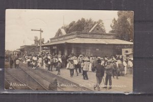 MEXICO, ATLIXCO, RAILWAY STATION, 1910 real photo ppc., Mexico City to GB.