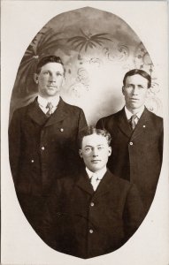 Portrait of Three Men in Suits Crooks SD 1909 Cancel RPPC Postcard H59