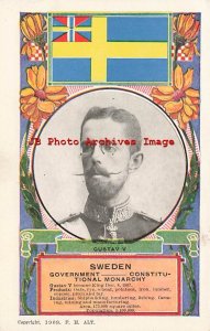 Swedish Royalty, FH Ault 1909 No 681, Sweden King Gustav V, Flag