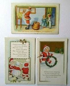 Christmas Postcard Lot Of 3 Santa Children In Suits Whitney Embossed Original