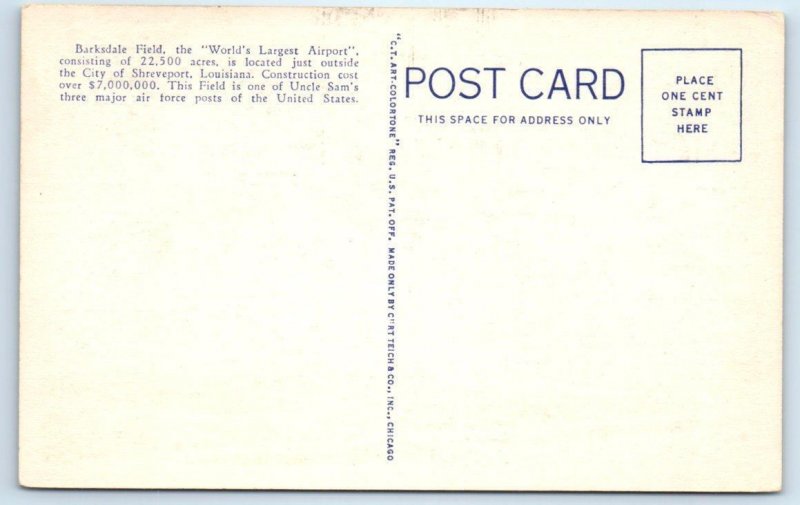 3 Postcards SHREVEPORT, LA ~ WWII Military BARKSDALE FIELD Barracks Officer Club