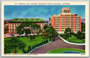 Roanoke Virginia 1930s Postcard Norfolk & Western Railroad Office Building