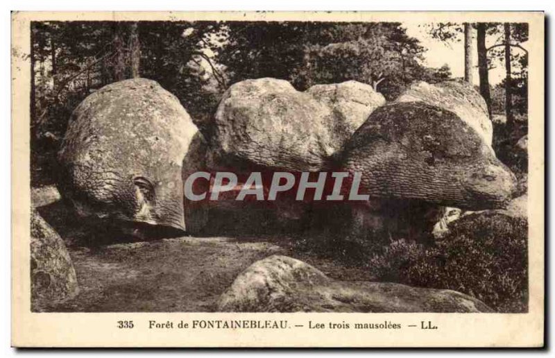 Old Postcard La Foret Fontainbleau Three mausoleums