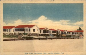 Fort Myers FL Florida Side O'Sea Cottages Beach #1 c1930-50s Vintage Postcard