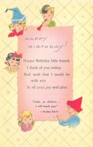 Greetings  HAPPY BIRTHDAY!  Little Children~Horns & Hats  Psalms 34:11 Postcard