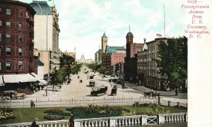 Vintage Postcard 1900's Pennsylvania Avenue From US Treasury Washington D.C.