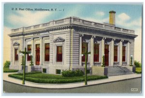 c1940's US Post Office Building Steps Entrance Middletown New York NY Postcard