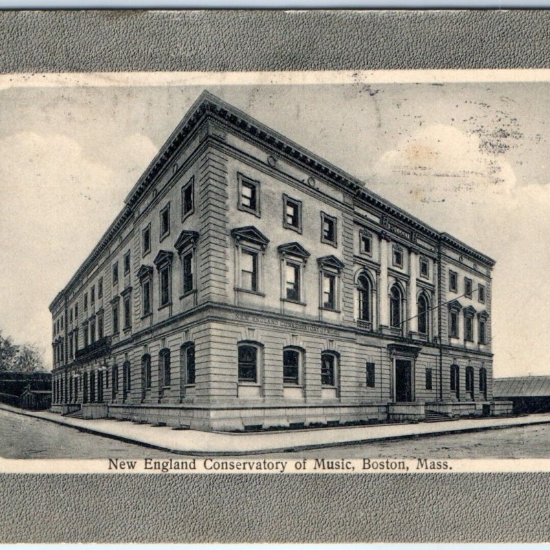 c1910s Boston, Mass. New England Conservatory of Music Litho Postcard MA Vtg A60