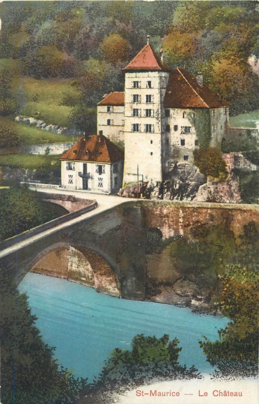 Suisse St-Maurice le chateau 1911