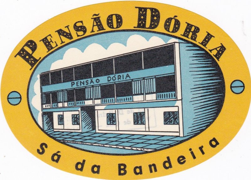 Portugal Sa Da Bandeira Pensao Doria Vintage Luggage Label sk3381
