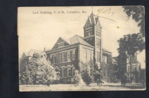 UNIVERSITY OF MISSOURI TIGERS COLUMBIA MO. LAW BUILDING VINTAGE POSTCARD