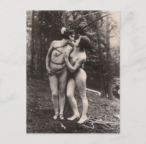 The Ties That Bind, Lesbian Erotica,  BDSM Vintage Inspired Postcard