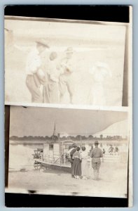 South Dakota SD Postcard RPPC Photo US Military Soldier Ferry Boat c1910's