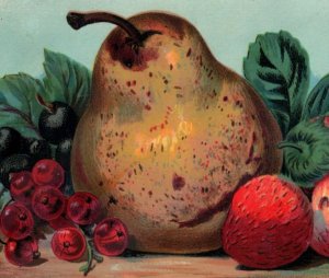 1880s Label/Card Fruit Of The Loom Art Nouveau Border Pear Berries Fab! #7E
