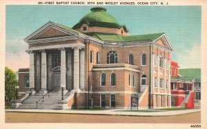 Vintage Postcard 1947 First Baptist Church 10th & Wesley Avenues Ocean City NJ
