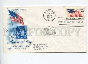 291277 USA 1959 First Day COVER American flag