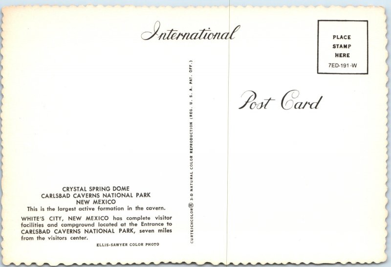 c1960s Carlsbad Caverns NM Crystal Spring Dome 4x6 PC National Park M53