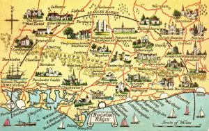 Vintage Postcard 1962 Bognor Regis Town & Seaside Resort Map England UK