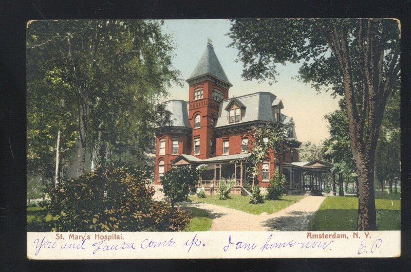 AMSTERDAM NEW YORK NY ST. MARY'S HOSPITAL 1907 VINTAGE POSTCARD AKIN N.Y.