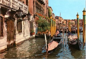 Postcard Italy Venice Gondolas at rest