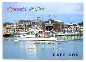 Hyannis Harbor Cape Cod Massachusetts Postcard Continental View Card Boats