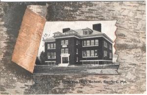 ME   SANFORD   EMERSON HIGH SCHOOL  1908 postcard