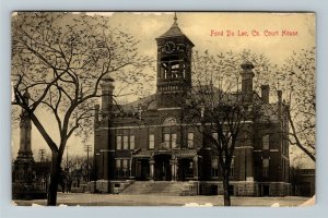 Fond du Lac WI-Wisconsin, County Court House, Clock Tower Vintage c1910 Postcard