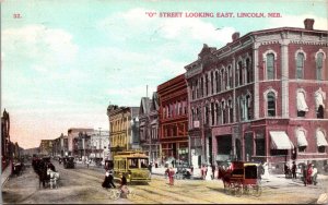 Postcard O Street Looking East in Lincoln, Nebraska