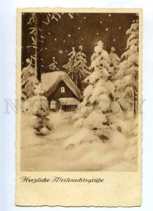 215719 Christmas X-MAS House in Snow NIGHT Vintage postcard