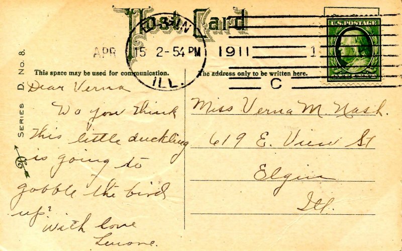 Greeting - Easter. Duck & Bird