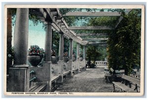 Peoria Illinois IL Postcard Pompeian Garden Bradley Park View c1910's Antique