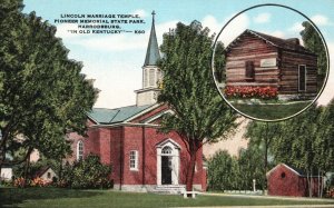 Vintage Postcard Lincoln Marriage Temple Pioneer Memorial Park Harrodsburg KY