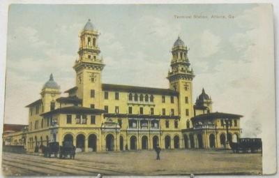 K1125    ATLANTA, GA.    POSTCARD,   RAILROAD  DEPOT