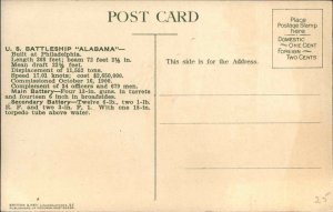 USS Battleship Alabama & American Flag c1910 Postcard