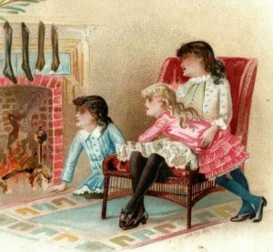 1880s-90s Mayo's Tobacco Christmas Fireplace Stockings Children #5G