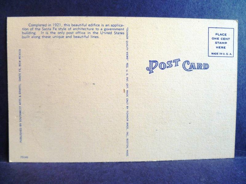 Postcard NM Santa Fe Post Office & Government Building
