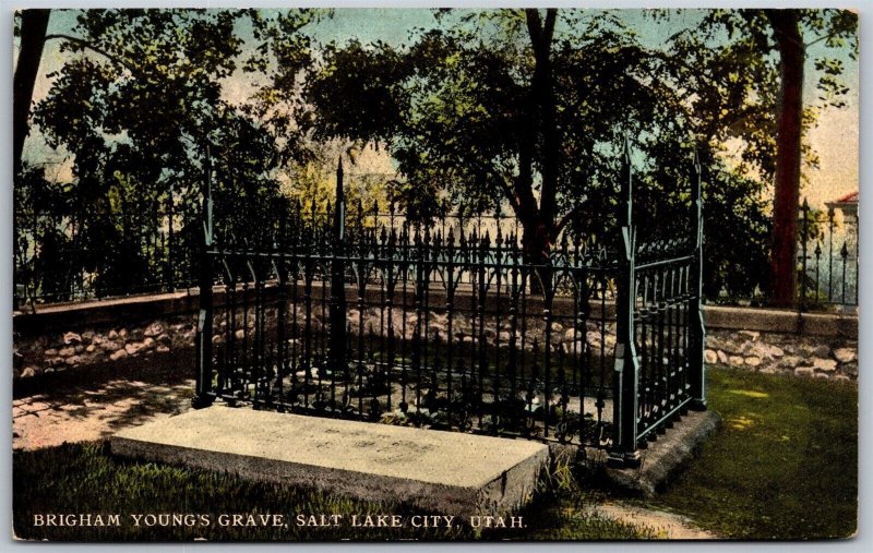 Vtg Salt Lake City Utah UT Bringham Young's Grave Site 1910s View Postcard