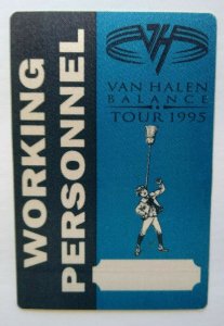 Van Halen Balance Backstage Pass Working Personnel Tour Original 1995 Blue Eddie