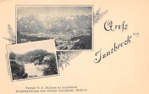 Innsbruck Austria Birds Eye View City and Fill Falls Gruss aus Postcard AA110633