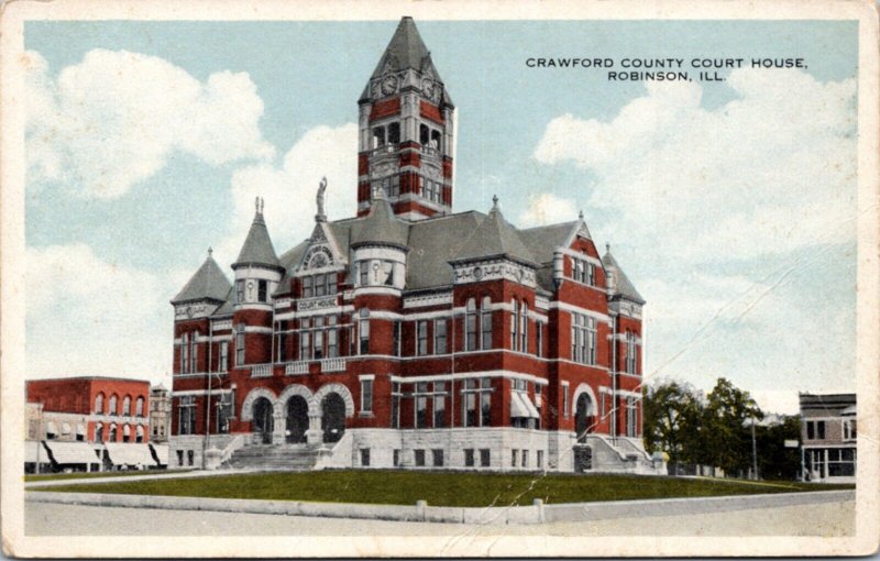 Postcard IL Robinson - Crawford County Court House