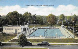 Public Swimming Pool Fremont Ohio 1956 linen postcard