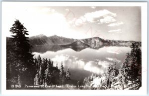 c1940s Crater Lake National Park, OR RPPC Panorama Mtns. Real Photo Postcard A92