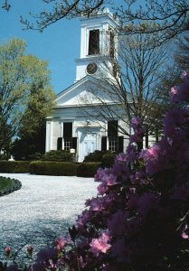 Vintage Postcard Meeting House Historic Building Mystic Seaport Connecticut CT