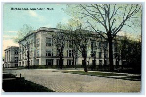 1911 High School Exterior Building Ann Arbor Michigan Vintage Antique Postcard