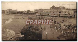 Old Postcard Large Format Biarritz The Beach and the Municipal Casino 28 * 14 cm